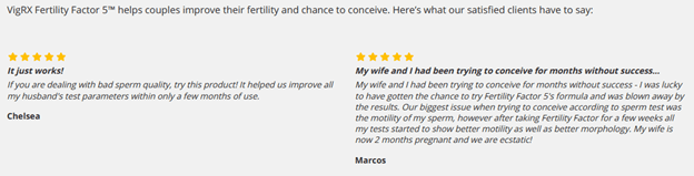 VigRX Fertility Factor 5 User Reviews